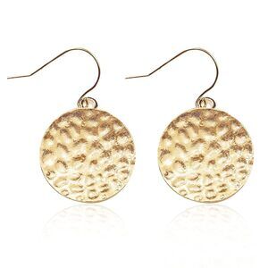 18mm Gold Disc Circle Dangle Earrings for Women